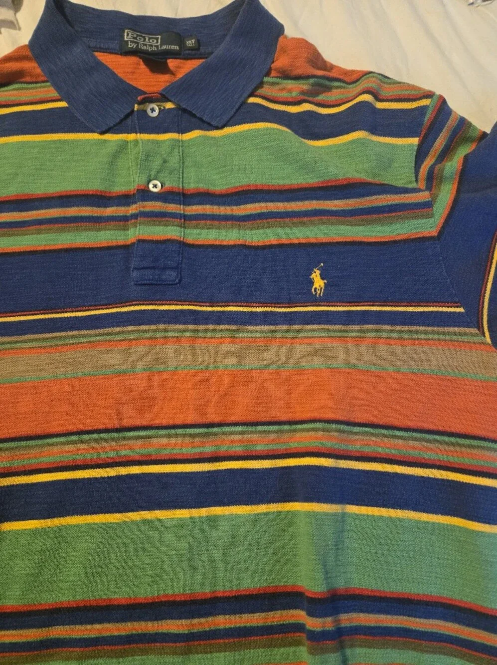 Vintage 90s Polo Ralph Lauren Serape Stripe Polo Shirt Mens XLT TALL